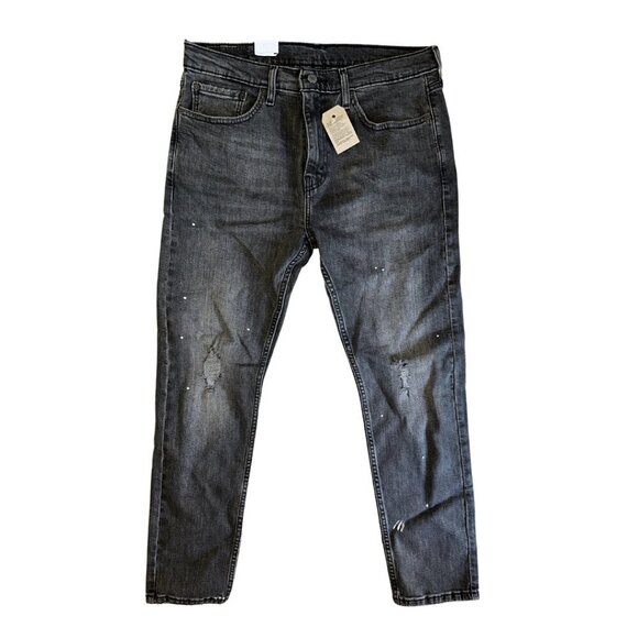 Black Vintage Levi's Jeans 34 x 30 Women's Straight Leg High Rise Paint Splatter - Picture 1 of 9